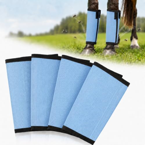 Fly Boots for Horses Set of 4 - Breathable Mesh Equine Leg Protection,Anti-Sag Stay-On Horse Fly Boots,Reduces Stomping & Fatigue,UV-Block, Adjustable Fit for Medium to Large Horses