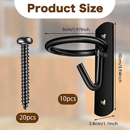 Dunzy 10 Pcs Bucket Hooks for Horses Bucket Hangers Holder Metal, Black
