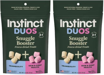 Instinct Duos Snuggle Booster, Freeze Dried Functional Treats, Grain Free - Chicken, 4 oz. Bag (Pack of 2)