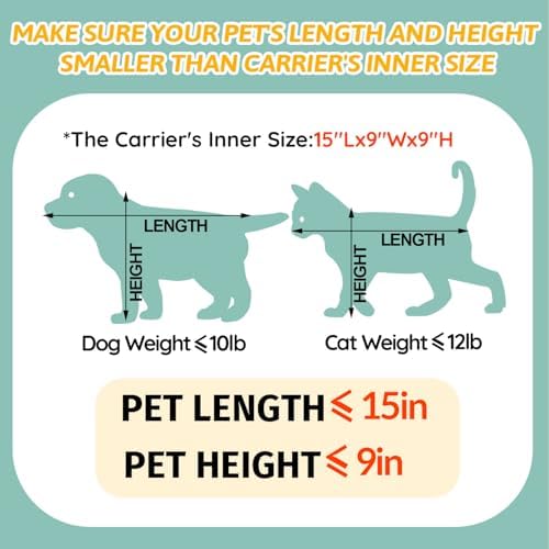 Petskd Small Pet Carrier 18" L x 11" W x 11" H Airline Approved, Black