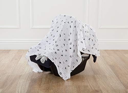 American Baby Company 100% Cotton Muslin Swaddle Blanket (47" x 47"), Soft, Breathable & Lightweight, Gray Stars/Moon, for Boys and Girls, Perfect for Swaddling, Travel and Gifting