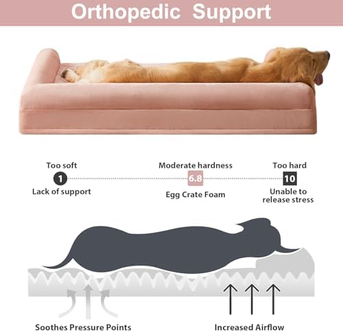 BFPETHOME Orthopedic Washable XXL Dog Bed for Senior Dog Cozy Sleep