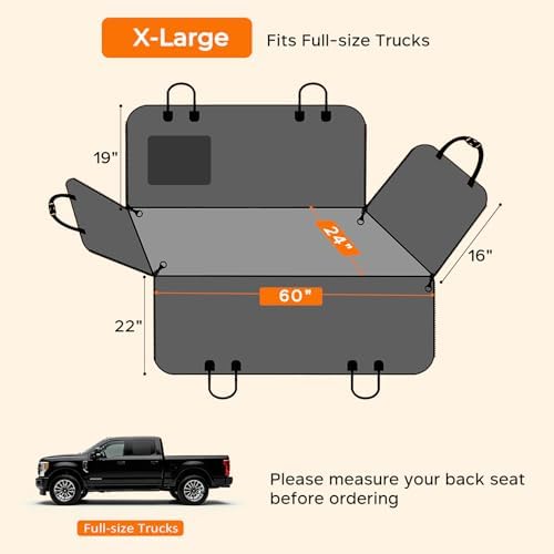 URPOWER XL Dog Seat Cover for Full-Size Truck Back Seat, Waterproof Hammock