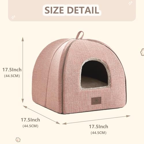 Cat Bed for Indoor Cats - Cat Cave Bed Cat House Cat Tent with Removable Washable Cushioned Pillow, Soft and Self Kitten beds,Cat Beds & Furniture, Pet Bed (Large, Pink)