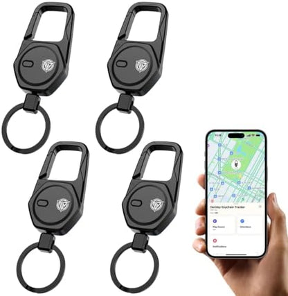 Oaridey Keychain, Works with Apple Find My, Carabiner Car Key Chain with GPS Tracker, Heavy Duty Key Finder for Luggage, Bags, Anti-Lost Key Tracker with 2-Year Battery Life, Black 4pcs
