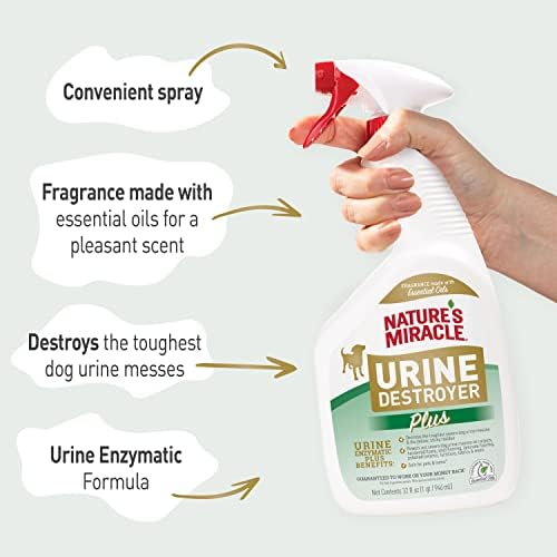 Nature's Miracle Urine Destroyer Plus for Dogs, Enzymatic Formula for Severe Dog Stains, 32 oz