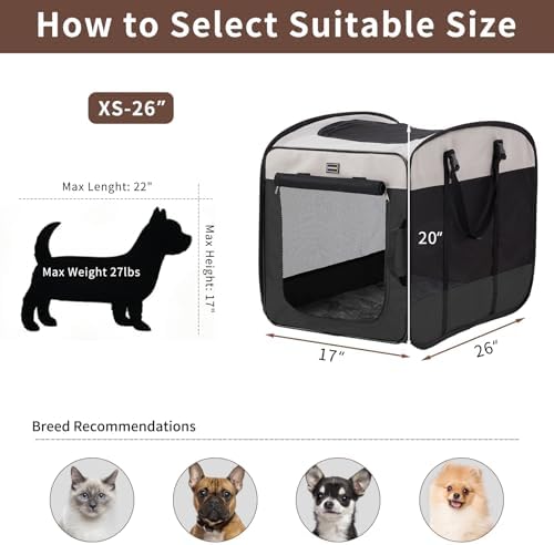 DONORO Dog Kennels and Crates for Medium Dogs, Portable Pop Up Indoor Pet Cage with Sturdy Wire Frame, Collapsible Travel Crate Soft Sided Cat Bag Escape Proof (Black, 24.0" L x 16.0" W x 19.0" H)