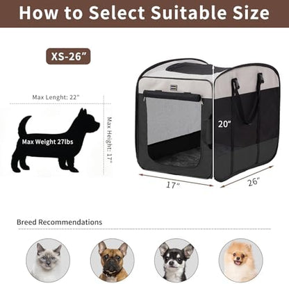 DONORO Dog Kennels and Crates for Medium Dogs, Portable Pop Up Indoor Pet Cage with Sturdy Wire Frame, Collapsible Travel Crate Soft Sided Cat Bag Escape Proof (Black, 24.0" L x 16.0" W x 19.0" H)