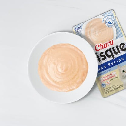INABA Churu Bisque for Cats, Creamy Purée Side Dish Pouch, 1.05 oz Pouches, 15 Pouches Total, Tuna Variety