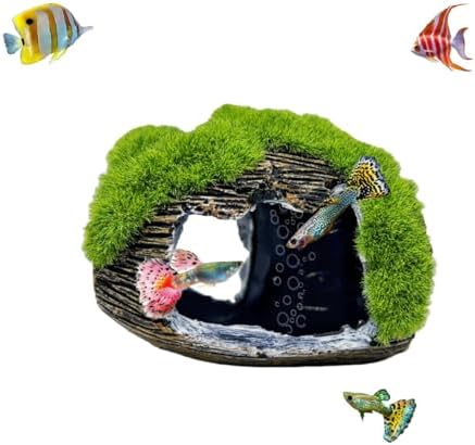 Aquarium Broken Barrel Fish Hide Caves - Cute Cichlids, Guppy, Small Fish, Betta, Shrimp Shelter, Fish Tank Shipwreck Themed Hut For Small Medium Fish Tank Breed Spawn