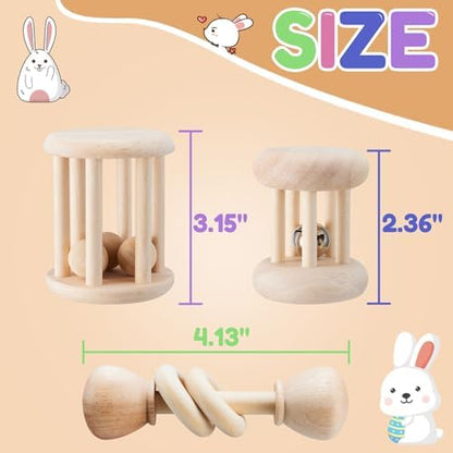AOWPFVV Wooden Bunny Toys,Safe Rabbit Toys for Guinea Pigs,Small Animals