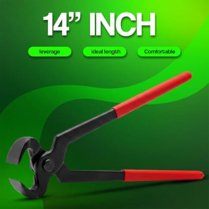 Professional 14" Hoof Nipper with PVC Covered Handle-Heavy-Duty Horse Farrier Tool for Precise Hoof Trimming,Hoof Maintenance,Shoe Removal,Equine Hoof Care–Ergonomic Design for Optimal Grip &Control