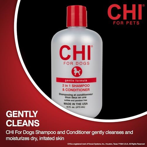 CHI for Dogs Gentle 2-in-1 Shampoo and Conditioner, 16 Fl Oz