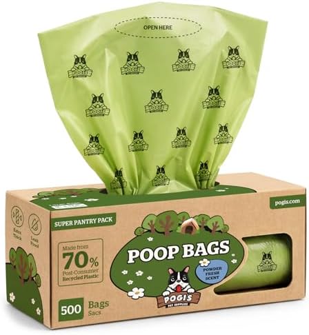 Pogi's Poop Bags – Large, Leak-Proof Dog Waste Bags for Yard or Home Use, Fresh Scent (Single Roll, 500-Count)