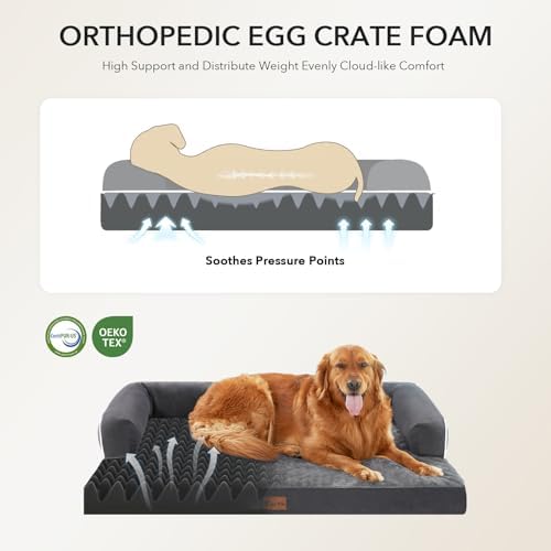 Orthopedic Dog Bed for Extra Large Dogs, Dark Grey, 45x35in