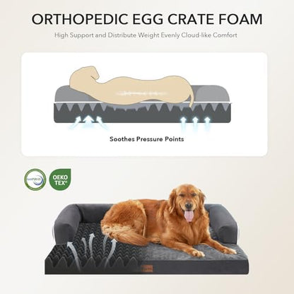Waterproof Orthopedic Dog Bed for Large Dogs, 36x27in, Dark Grey