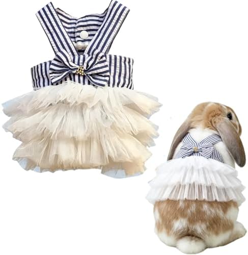 Bunny Dress Rabbit Tutu Skirt Holiday Outfit for Ferret (White,M)