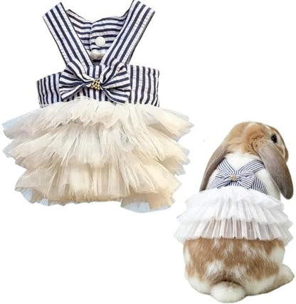 Bunny Dress Rabbit Tutu Skirt Holiday Outfit for Ferret (White,M)
