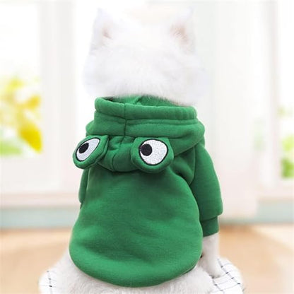 Warm Fleece Lined Dog Hoodie Winter Cute Coat Frog Costume XS