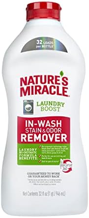 Nature's Miracle Dog Urine Destroyer Plus Enzymatic Formula, Laundry Boost in-Wash Stain & Odor Remover Additive, 1 gal & 32 oz