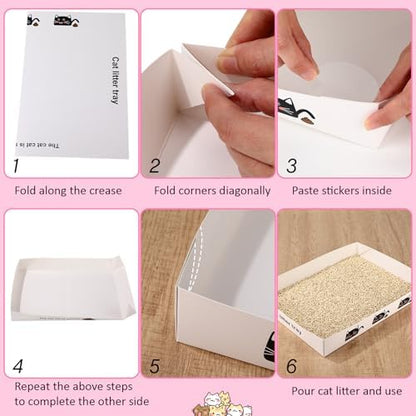 Amyhill 30 Pack Disposable Cat Litter Box Paper Pet Trays,White
