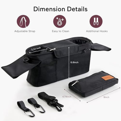 Momcozy Universal Stroller Organizer with Insulated Cup Holder