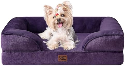 EHEYCIGA Orthopedic Small Dog Bed, Waterproof Memory Foam Washable Pet Beds