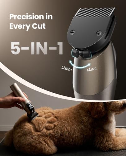 oneisall Professional Dog Clippers for Grooming Thick Hair, 9000RPM 5 Speed