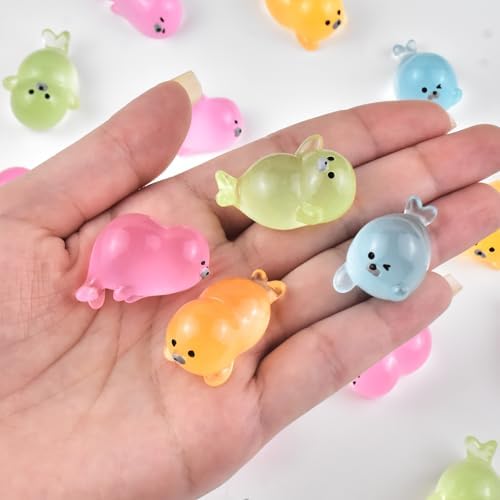 Cute Tiny Seal Figurines Silicone Mold Micro Dollhouse Ocean Animal Epoxy Casting Mold for DIY Resin Art Fairy Garden Miniatures Landscape Crafts Decor(4 Designs)