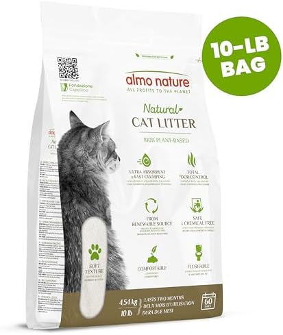Natural Unscented Cat Litter - 10 lbs - Plant-Based, Clumping, Biodegradable, Non-Toxic, Compostable, Eco-Friendly, Odor Control, Low Dust, Safe for Cats & Kittens. (Pack of 2)