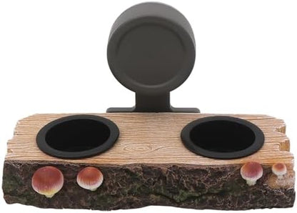 AQUA KT Reptile Gecko Feeding Ledge Food Water Bowl with 2 Feeding Cups