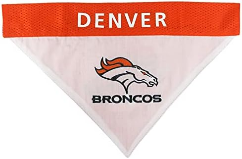 Pets First NFL DOG BANDANA - DENVER BRONCOS REVERSIBLE PET BANDANA. 2 Sided Sports Bandana with a PREMIUM Embroidery TEAM LOGO, Large/X-Large. - 2 Sizes & 32 NFL Teams available