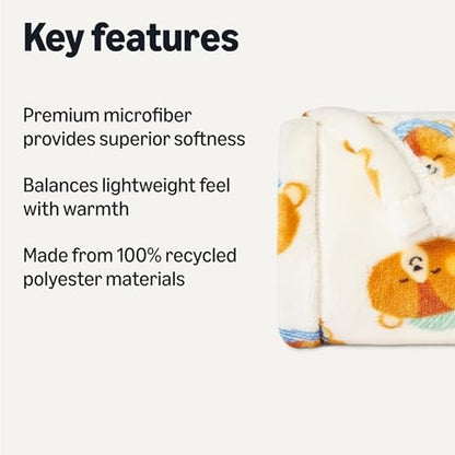 Amazon Basics Kids Fleece Blanket, Ultra-Soft Lightweight Throw for Children, Premium for Warmth, 50 x 60 Inches, Woodland Bears