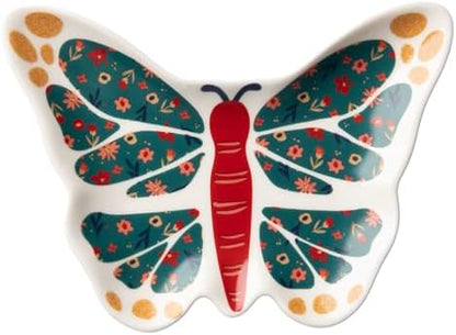Karma, Calico Trinket Tray, Ceramic Jewelry Dish, Shaped Trinket Tray, Decorative Ceramic Trinket Dish, Jewelry Dish Tray for Rings, Butterfly