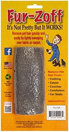 Fur-Zoff Pet Hair Removal Tool for Carpet, Car, Rugs, Bedding, Clothing, Cat and Dog hair removal, Automotive Interior Detailing,gray