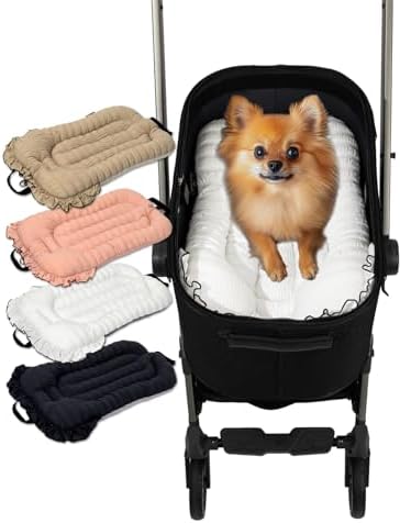 Easy Wash Dog Stroller Mat, Durable Orthopedic Pet Stroller Cushion for Dogs & Cats, Ergonomic Pad for Pet Cart, Ideal Accessories & Pads for Comfortable Rides (Snow White, S)