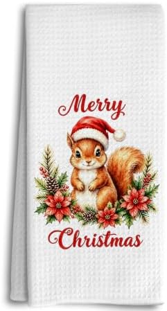 Merry Christmas Squirrel Kitchen Dish Towels Dishcloth 16x24 Inches