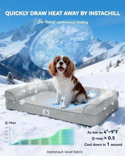 Cooling Dog Bed with PCM, Instant Chill Pet Sofa for Large, Indoor Outdoor