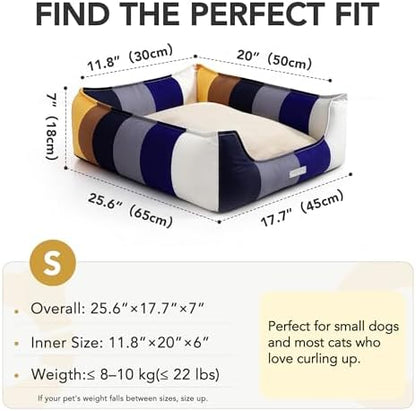 PETNOVO Dog Bed, Cute Rainbow Design, Washable Removable Cover, Non-Slip