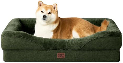EHEYCIGA Orthopedic Dog Bed for Large Dog, Memory Foam Dog Couch,Dark Green