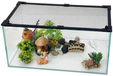 Magnetic Fish Tank Lid Dark Grey Frame Grey Fiberglass Mesh, DIY Aquarium Lid Adjustable Size Fit Tank Size Max 35''x19'' for Preventing Fish from Jumping Out and Reptile Escaping