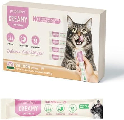 PETPHABET Lickable Cat Treats Squeeze, Salmon Recipe 20 Tubes