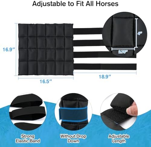 Ice Boots for Horses, Horse Ice Boots, Black & Blue, 4 Pack