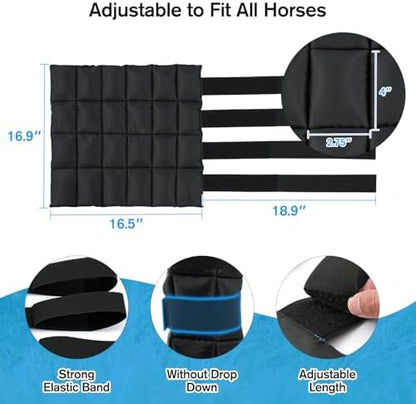 Ice Boots for Horses, Horse Ice Boots, Black & Blue, 4 Pack