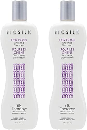 BioSilk for Dogs Silk Therapy Whitening Dog Shampoo, 12 Fl Oz, 2-Pack
