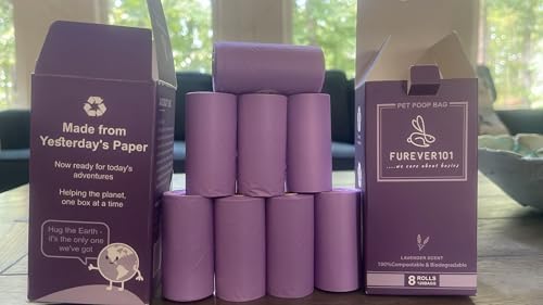 Dog Poop Bags – Lavender Scented Extra Thick Dog Waste Bag Rolls, Leak-Proof Pet Poop Bags for Dogs, 8 Rolls (120 Bags)