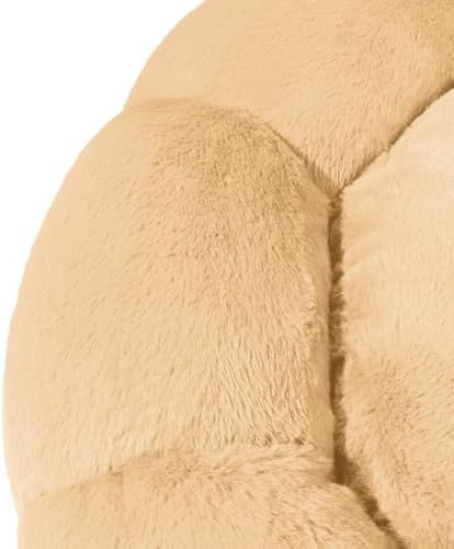 Sherry Kline Pets “Daisy Round” Donut Shape Calming Bed for Dogs and Cats, from Soft Faux Fur, Available in 4 Sizes, Machine Washable