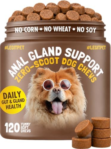 LEGITPET Anal Gland Relief Chews for Dogs Fiber & Digestive Support Supplement Soft Treats for Healthy Bowel & Gland Function Helps Reduce Scooting Promotes Dog Health & Comfort 120 pcs