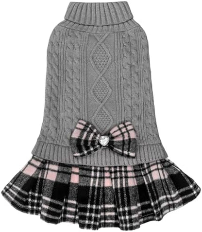 KYEESE Dog Sweater Dress for Small Medium Dogs Turtleneck Thick Knit