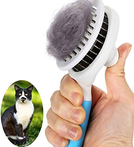 Cat Brush for Shedding, Self Cleaning Slicker Brush - Skin Friendly Deshedding Grooming Tool for Dogs Cats Rabbit Massage Removes Loose Undercoat